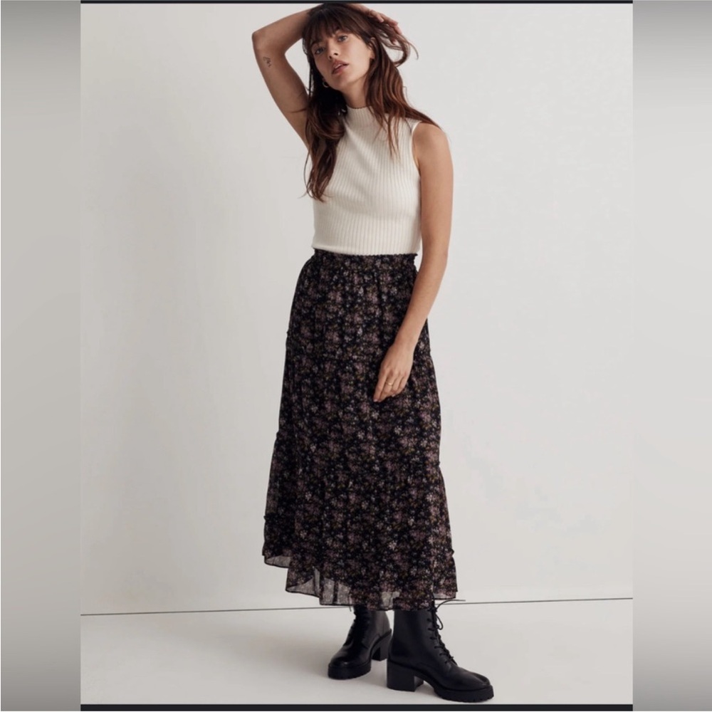 Madewell Georgette Tiered Maxi Skirt Large